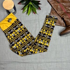 Yellow and Black Mizzou Patterned Leggings